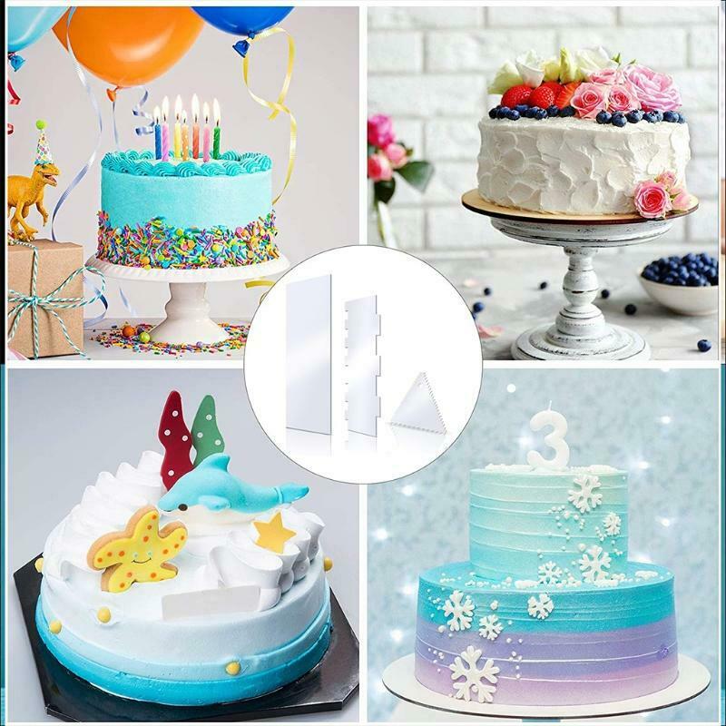 Smoother Cake Scrape Acrylic Variety of Pattern Styles Edge Stripe Kitchen 3 Pcs