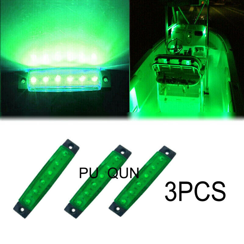 3X Green Marine Led Lights Courtesy & Utility Strip for Boat Yacht Pontoon Kayak