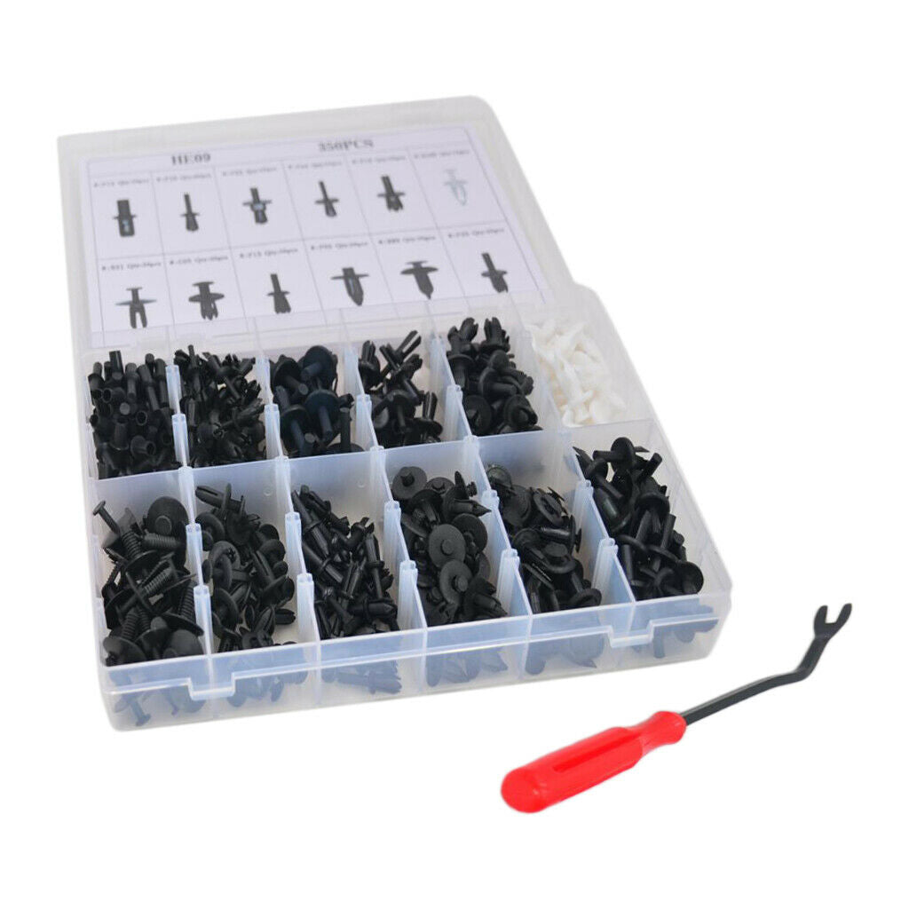 350 Pack Car Body Push Pin Rivet Fasteners Screw Splash Guard Hood Kit