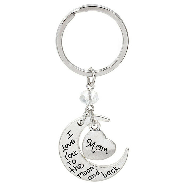Retro Moon Love Heart Charms Pendant Keychain Key Ring Mother Day Gi.l8