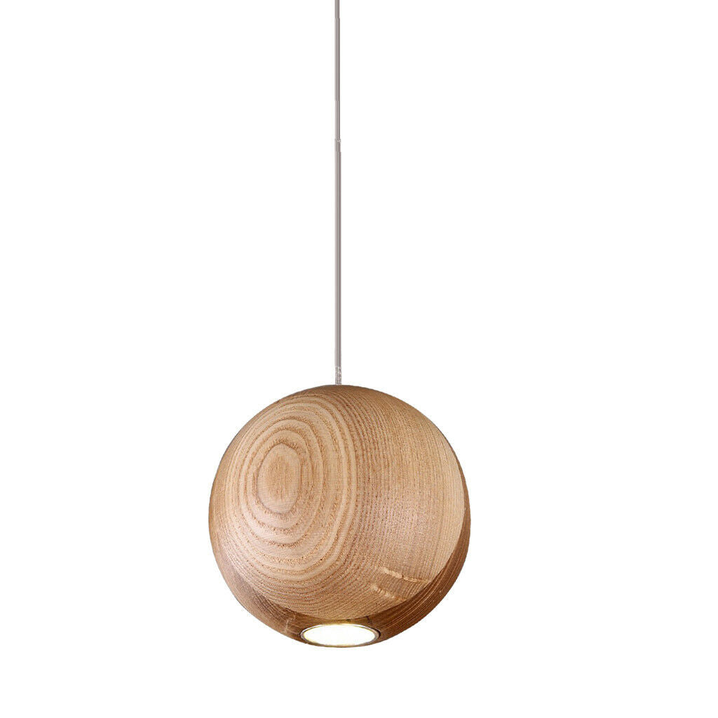 Dia.10cm Wooden Ball-shape Ceiling Pendant Lamps Shop Restaurant DIY Light