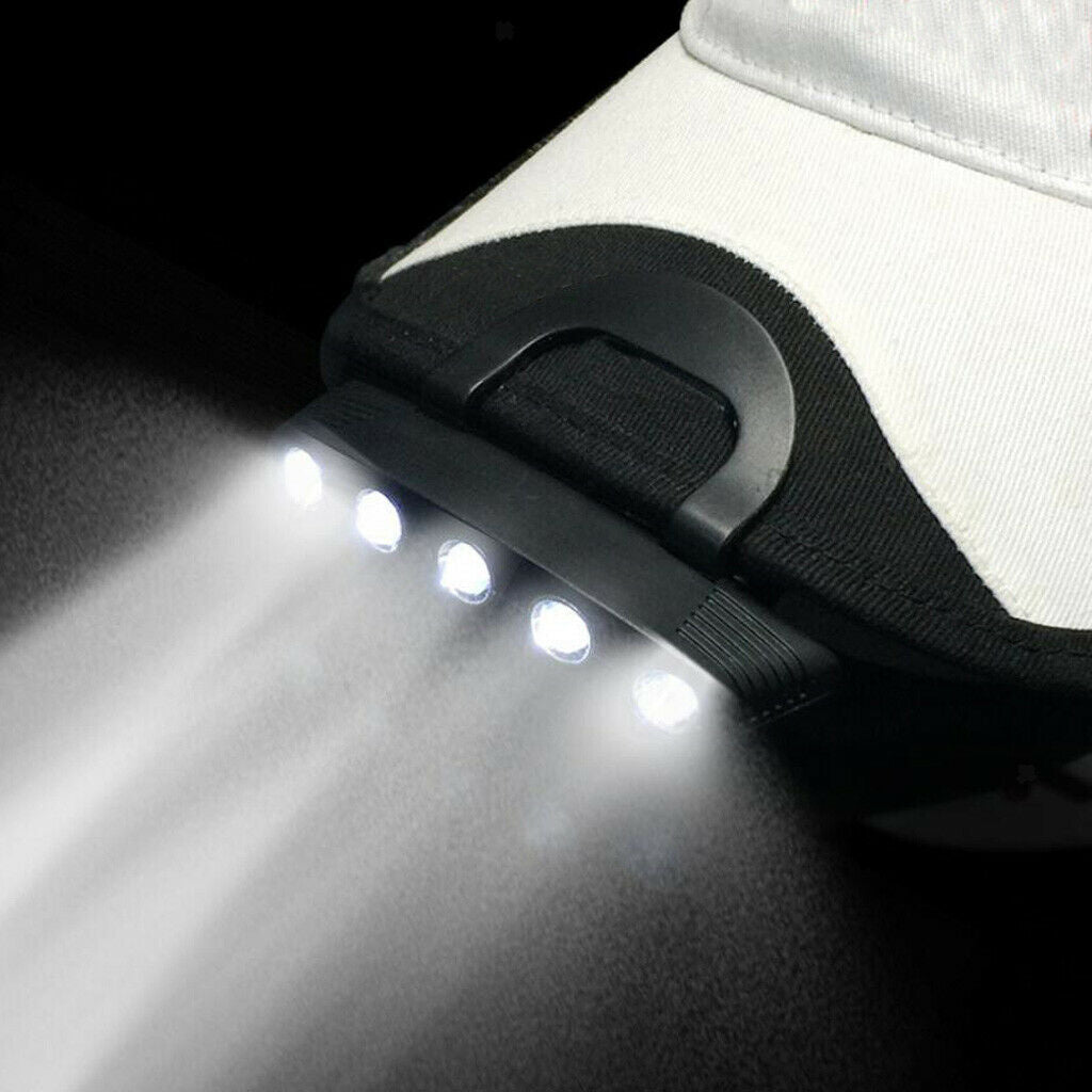 Clip Light 5 LEDs Headlamp, Hands Free Baseball Hat Clip Light for Fishing