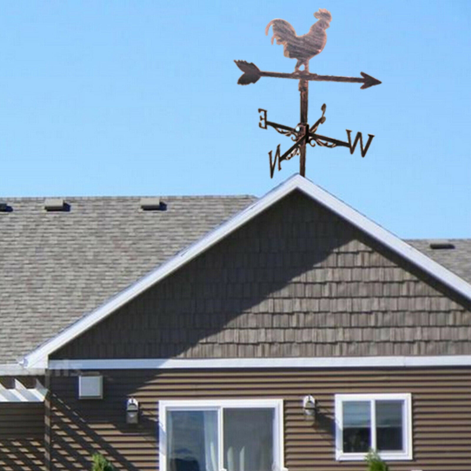 Stainless Metal Cock Weathervane Weather Vane Decor Ornament Decorations