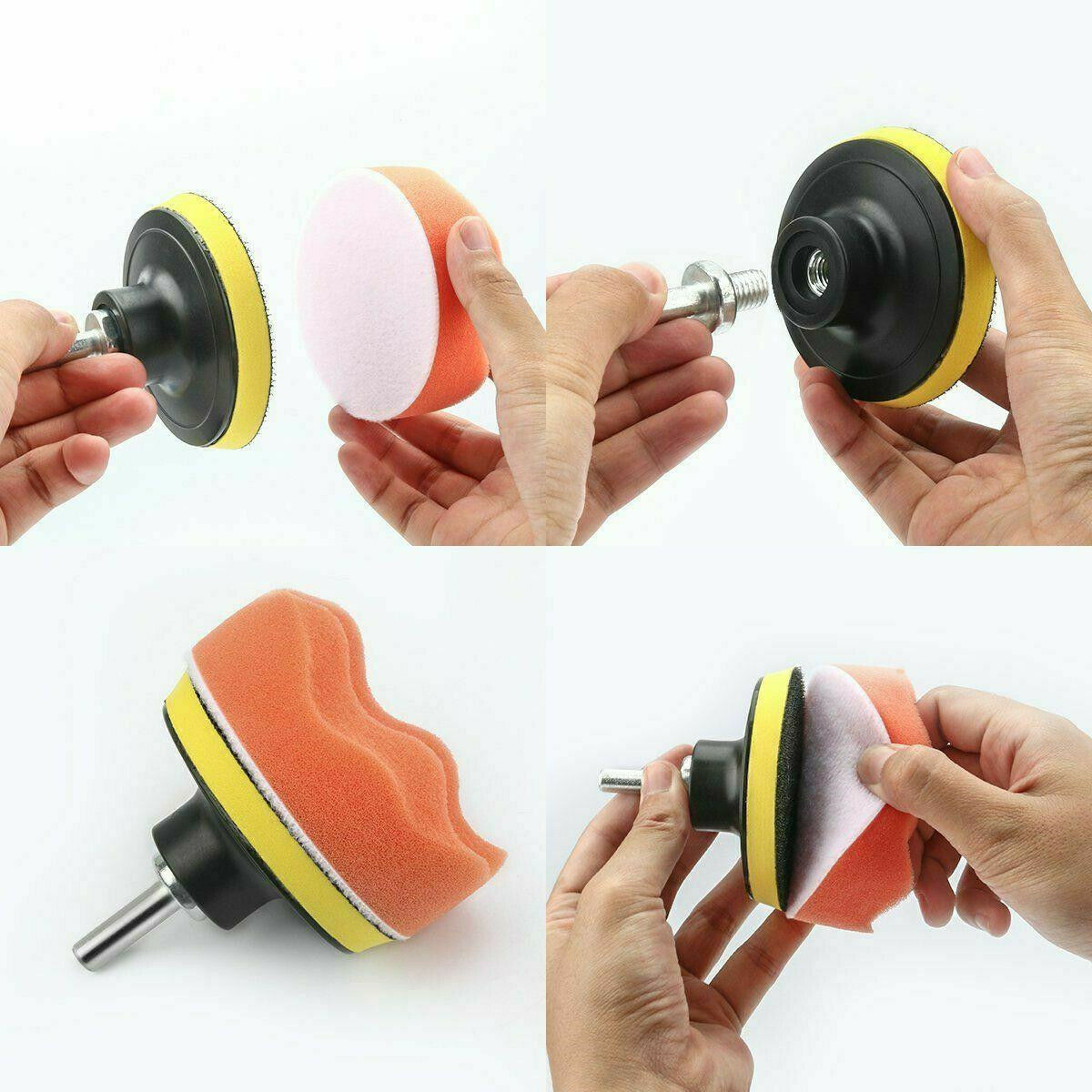 7pcs 4 Inch Polishing Waxing Pad Sponge Buff Buffing Kit Set Car Polisher Tools