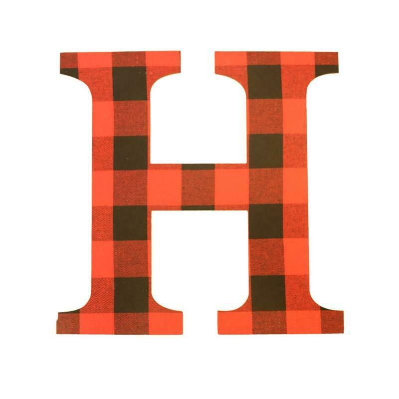 4 Pcs Letter Sign Joy Plaid Letter Wooden Decoration for Home Door Ornaments