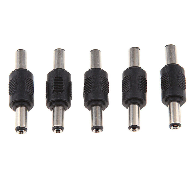 5Pcs DC Power Adapter 5.5x2.1mm Male to Male Plug Connector Converter