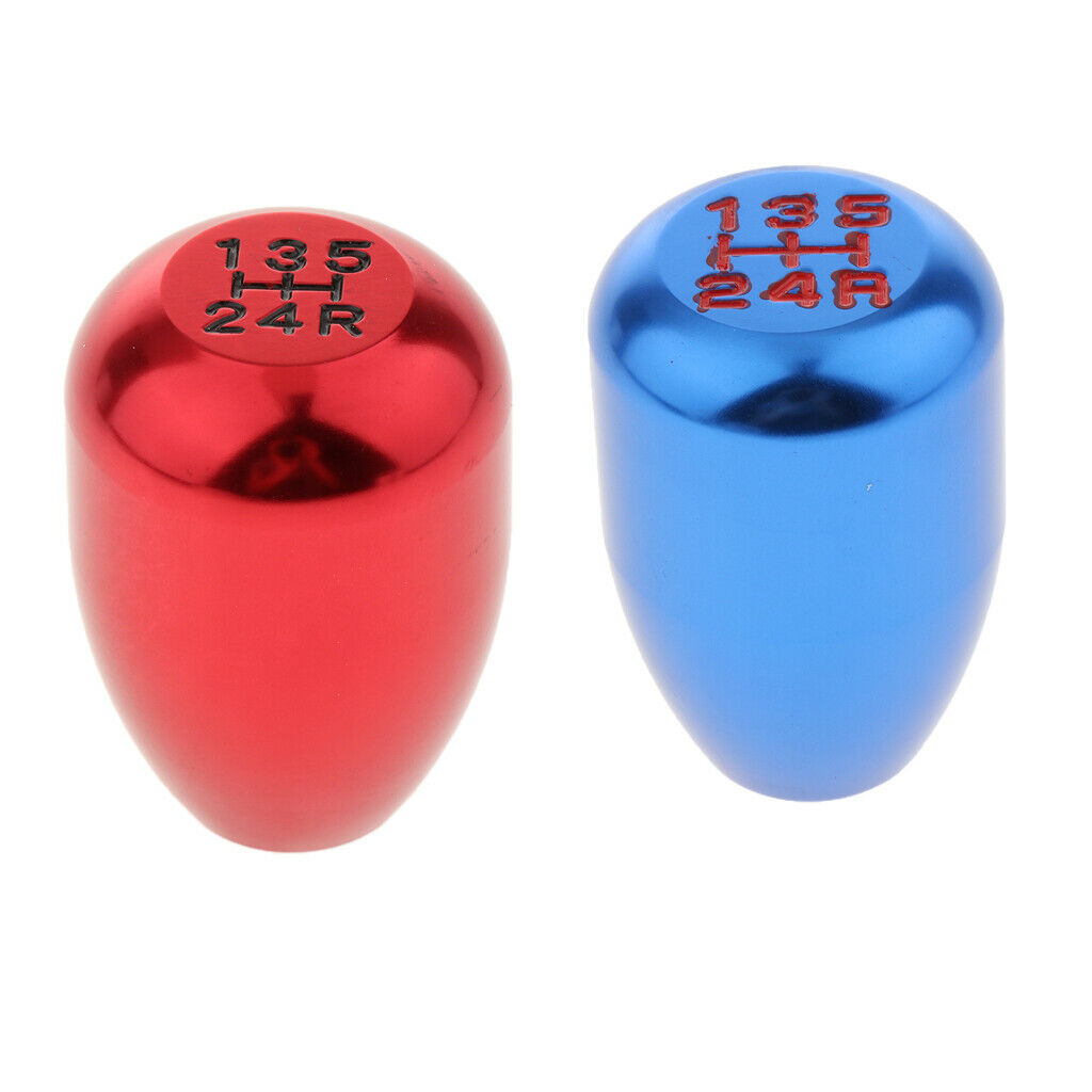 Car Aluminum Alloy 5 Speed Gear Stick Shift Knob Shifter Lever Blue&Red
