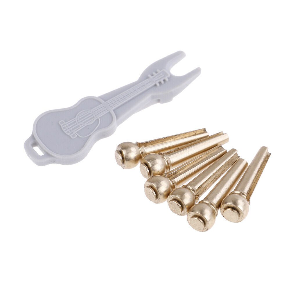 6pcs Brass Premium Bridge Pins Set For Acoustic Guitar Turned String Pegs.l8