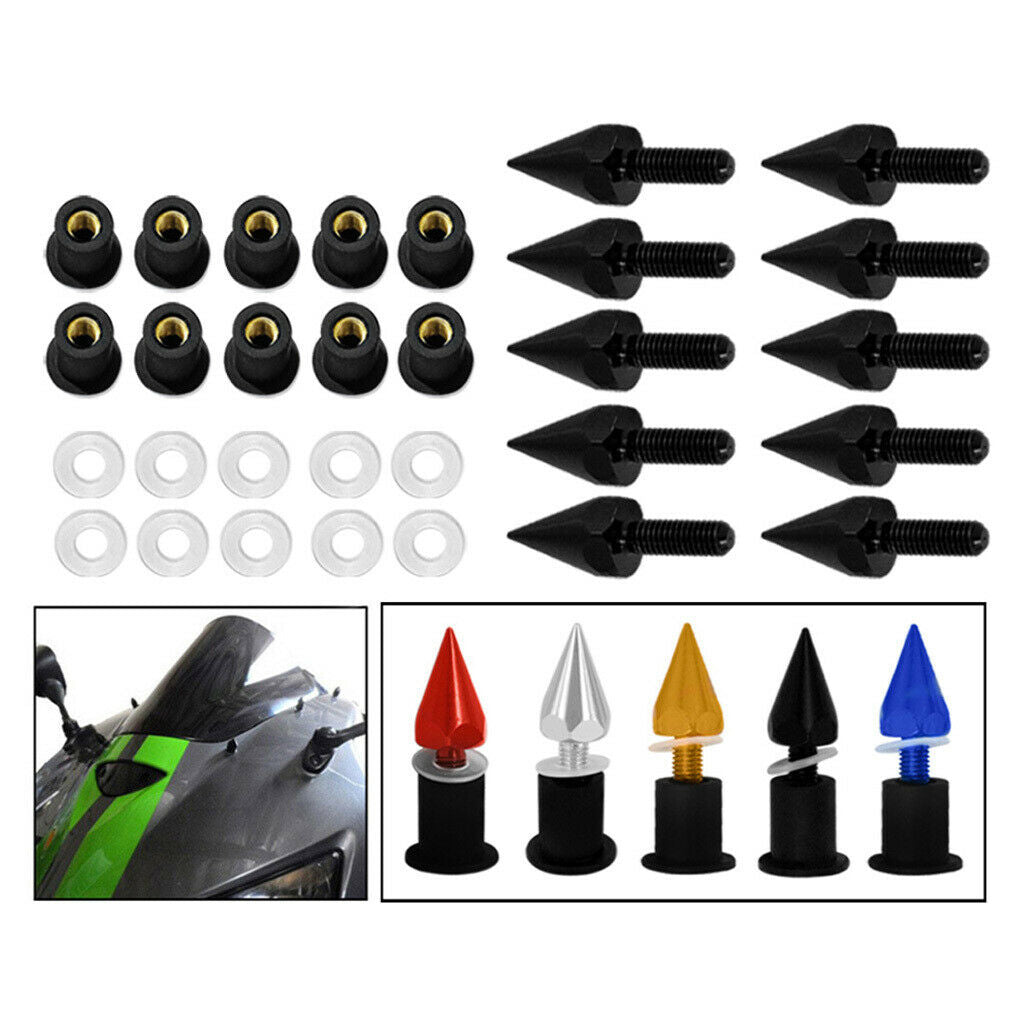 of 10 M5 New Aluminium Alloy Motorcycle Windscreen Bolts Screws Nut Red