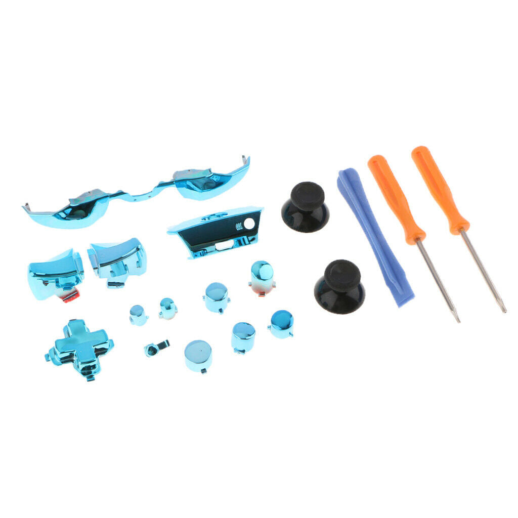 Chrome Blue ABXY Dpad Triggers Full Buttons Set Bumper Kits for Xbox One Elite