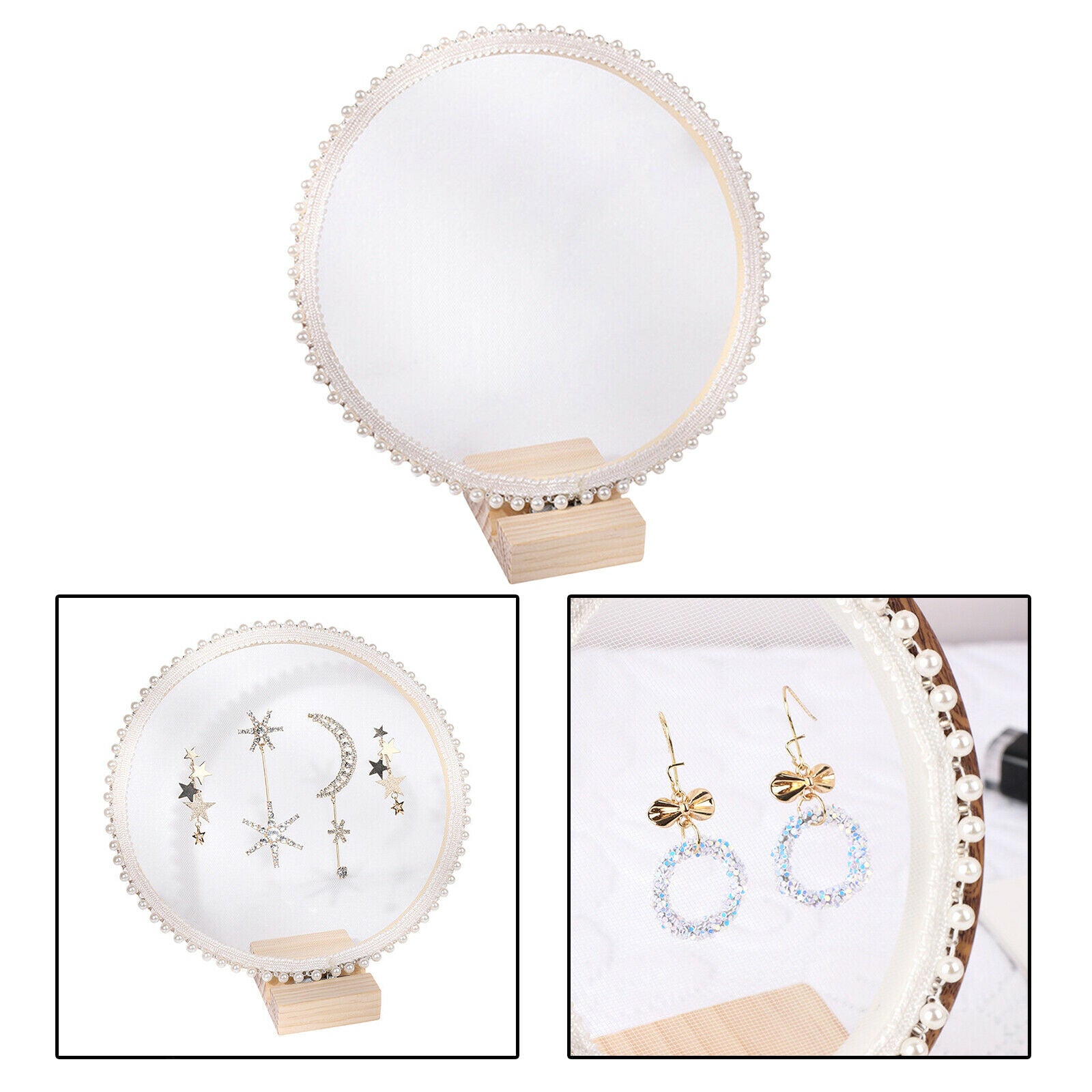 Lace Wood Earring Holder Rack for Girls Women Lady Party Photography Props