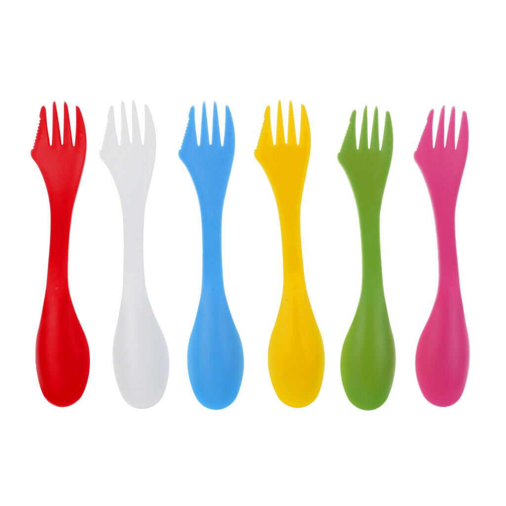 Prettyia 6pcs Camping Utensils Spork Combo Travel Gadget Spoon Fork Cutlery