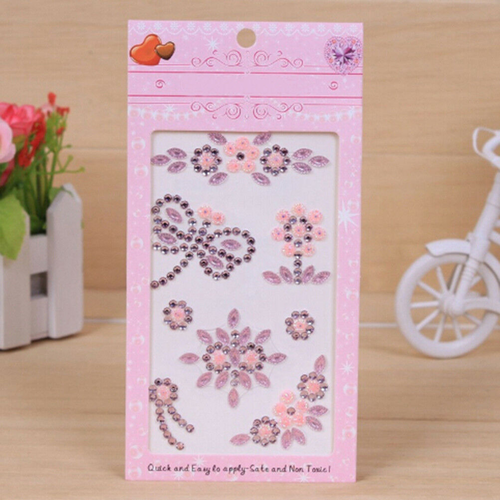 2x Random Self Adhesive Glitter Rhinestone Crystal Stickers Diamond Gem De.l8