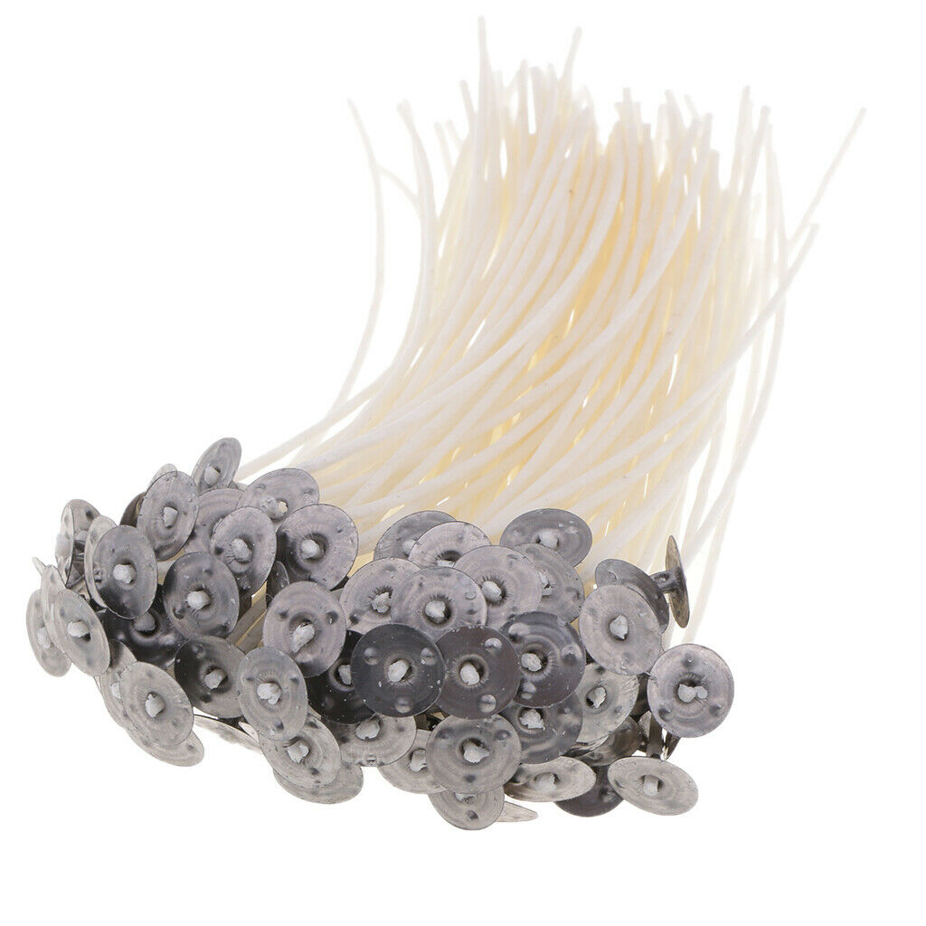 100 Pieces Pre Waxed Candle Wicks for Candle Making With Sustainers 15cm