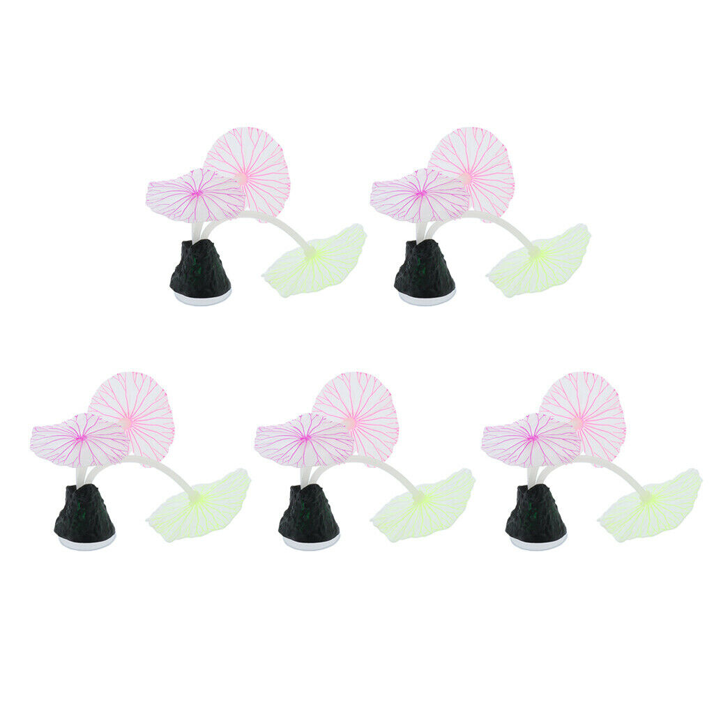 5pcs Aquarium Decor Fish Tank Decoration Ornament Artificial Silicone Plant