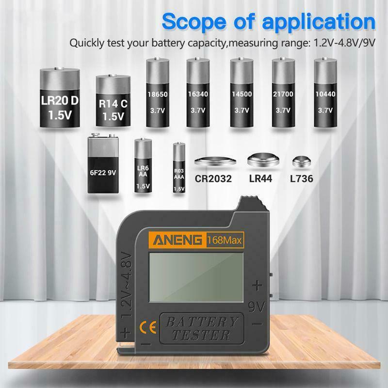 168Max Universal Digital Battery Capacity Tester for Lithium 18650 AA 9V Button