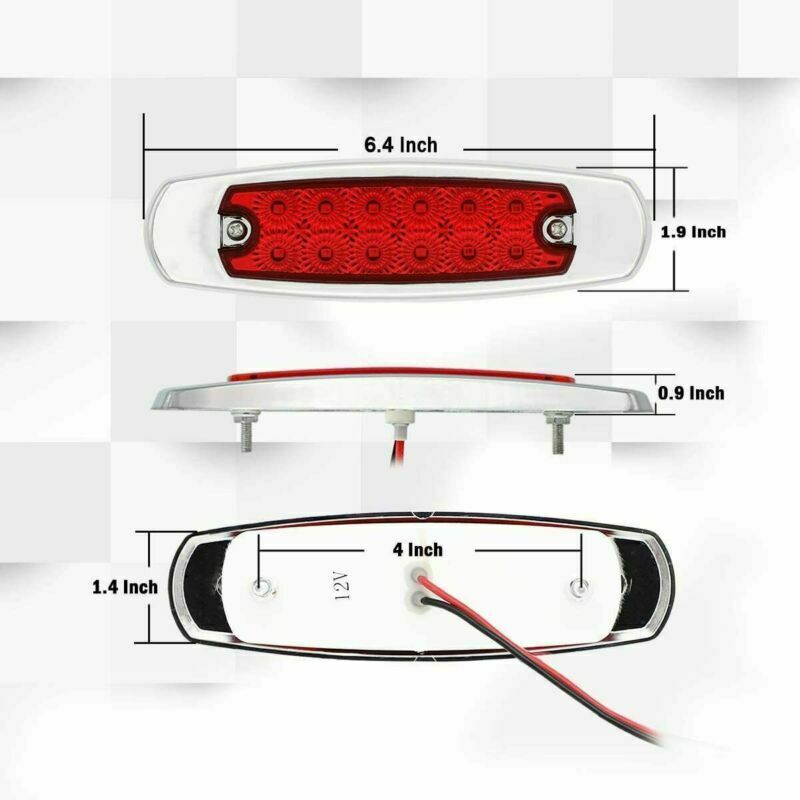 2x Red 12-LED Side Marker Lights Truck Trailer RV Clearance Light Waterproof 12V