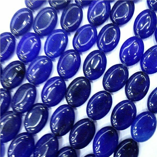 1 Strand 18x13x6mm Deep Blue Malay Jade Oval Spacer Loose Beads 15.5inch HH8030
