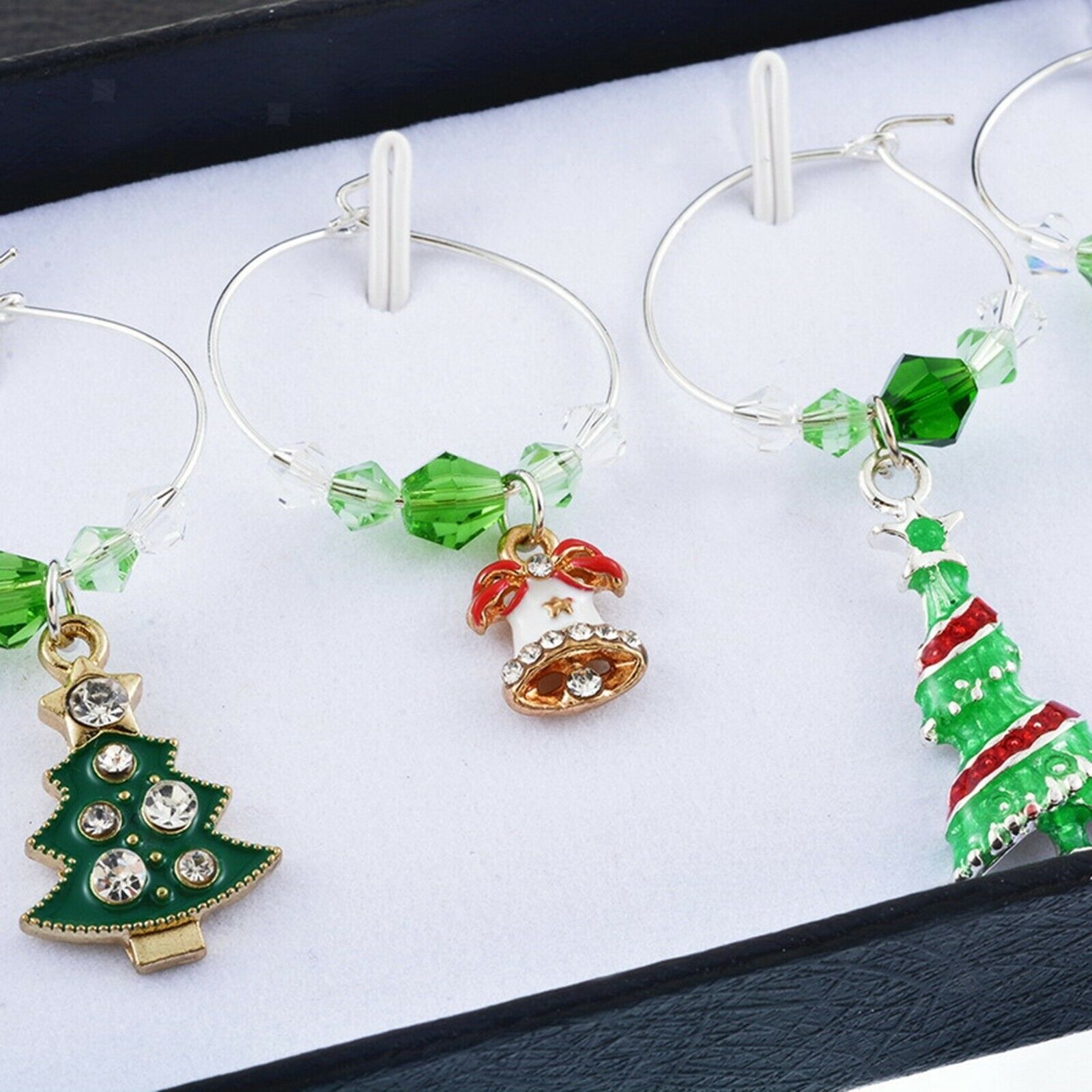 Crystal Christmas Wine Glass Charms Markers for Stem Glasses Party Favors