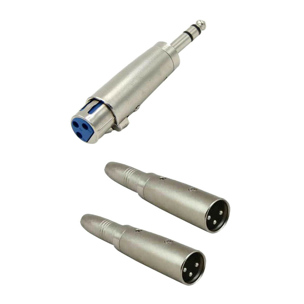 2pc XLR 3-Pin Male to 1/4" 6.35mm Mono Female Jack Audio Cable Mic Adapter+3-Pin
