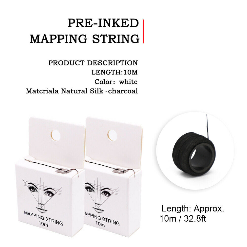 Pre-Inked Eyebrow Mapping String |Natural Bamboo Charcoal | Microblading PMU Kit