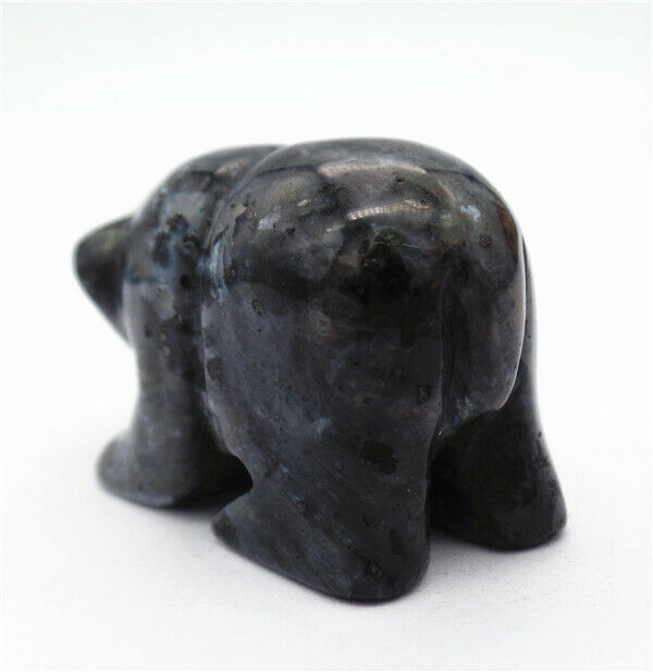 48x30x23mm Natural Black Labradorite Carved Bear Decoration Statue Decor HH7726
