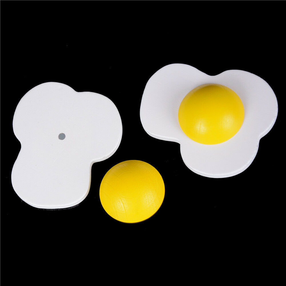 Kitchen Food Pretend Role Play Wooden Magnetic Omelette Egg Yolk Children.l8
