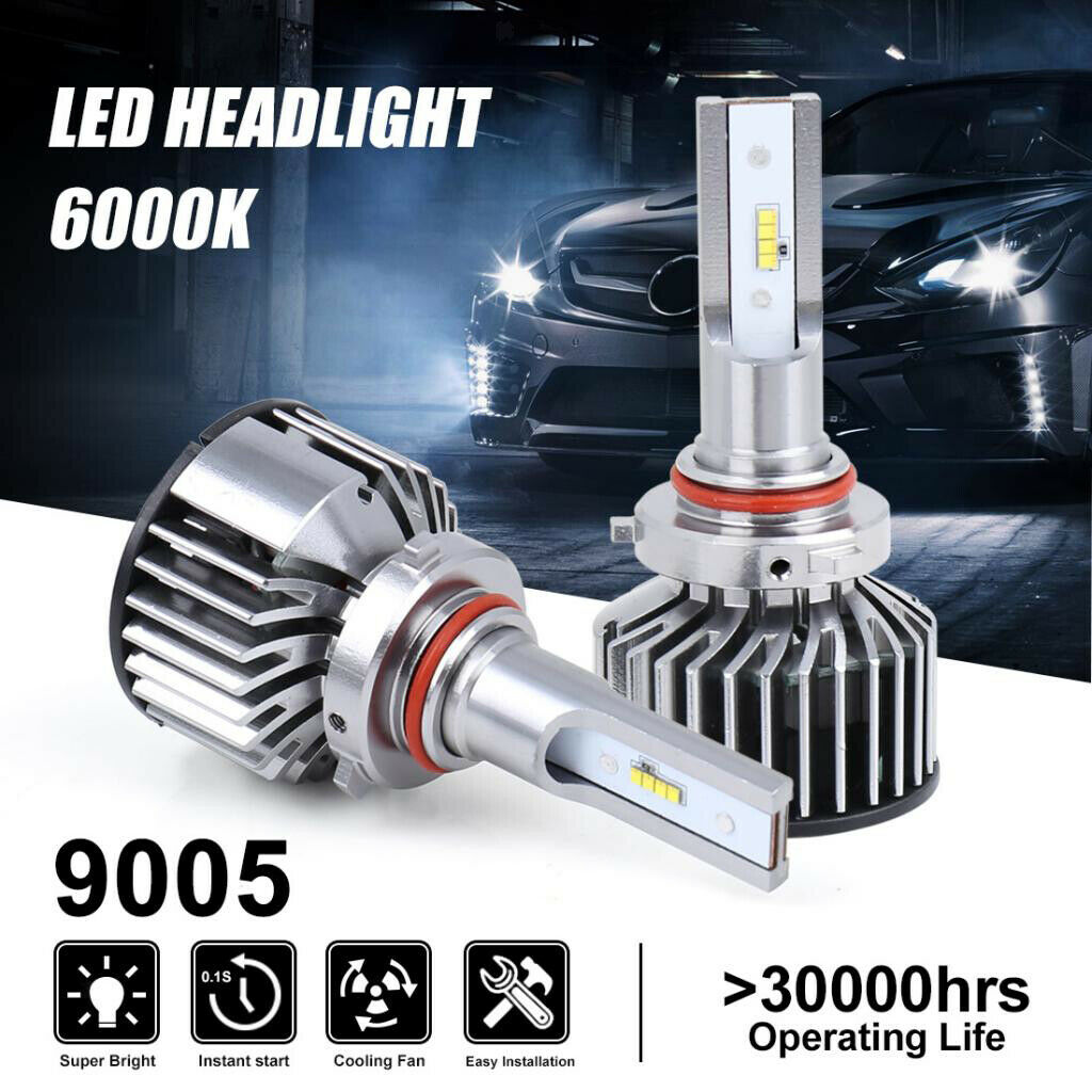 2 Pack L+R K8 55W 8LED Headlight Bulbs Lamp Super Bright 6000K 6800LM 9005