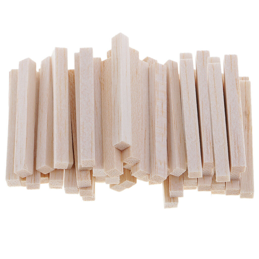 60Piece Balsa Wood Blocks Rods 5x5x50mm for DIY Woodcraft Modeling Supplies