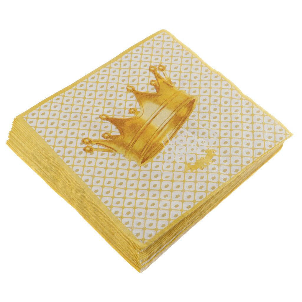 80 Pack Crown Design Paper Napkins for Wedding Party Decor Golden