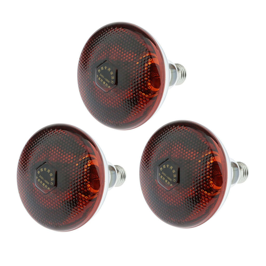 3x Reptile Infrared Heat Lamp Light Bulb For Reptile Amphibian Snakes Goose