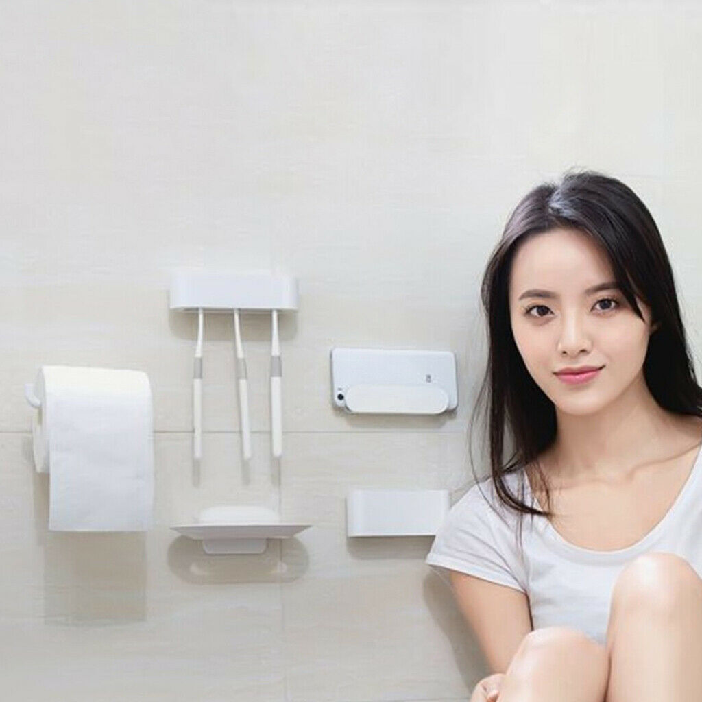Set of 5 Pieces Toilet Paper Holder Toothbrush Soap Organizer Phone Rack Kit