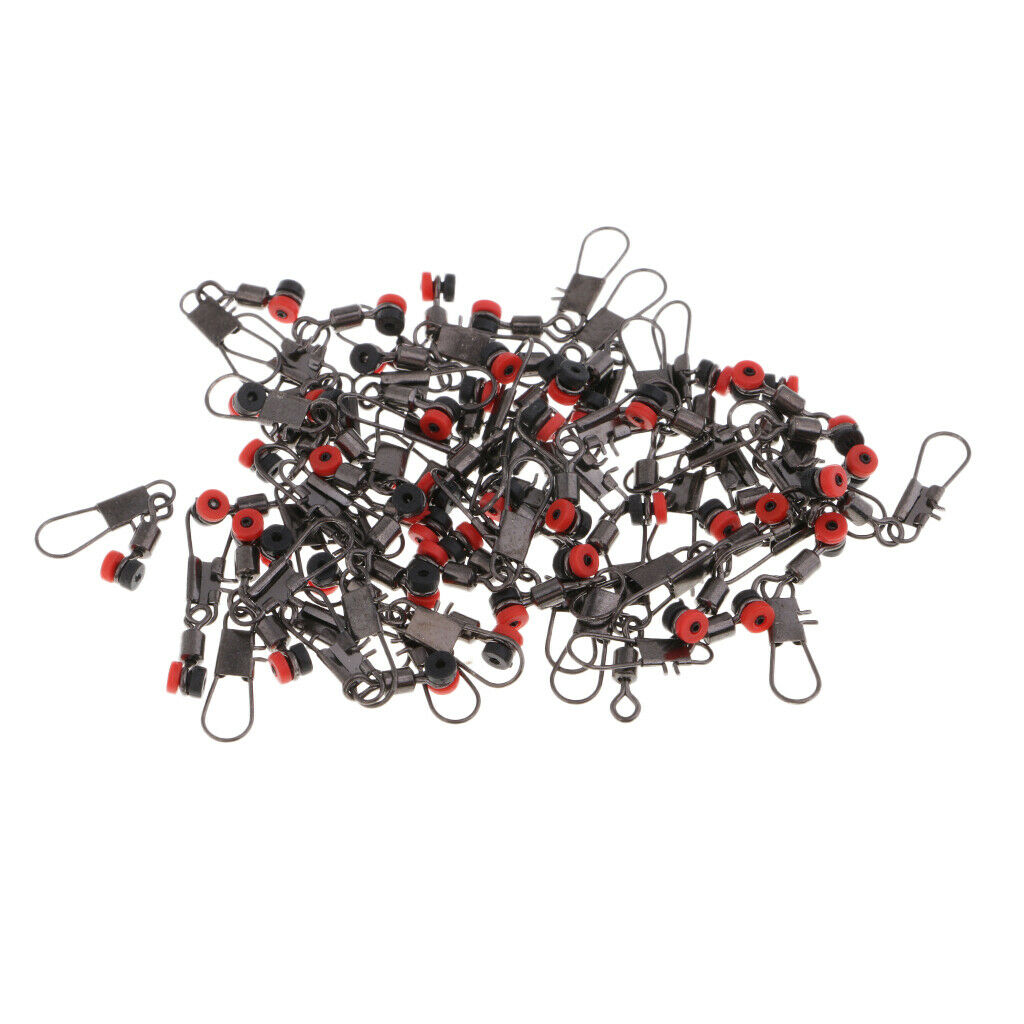 50 Pieces Fishing Barrel Rolling Swivels with Interlock Snaps Connectors S