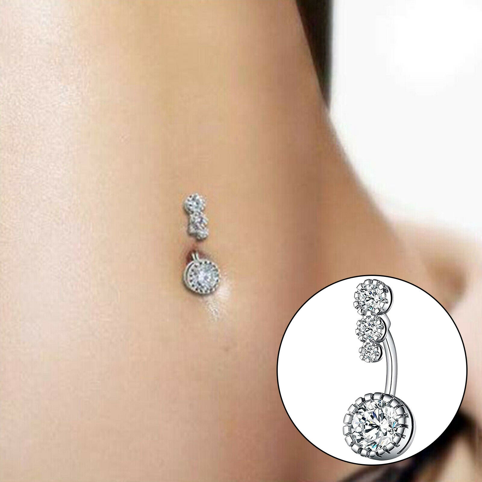 Lady Navel Belly Button Rings Bar Crystal Drop Dangle Body Piercing Jewelrys