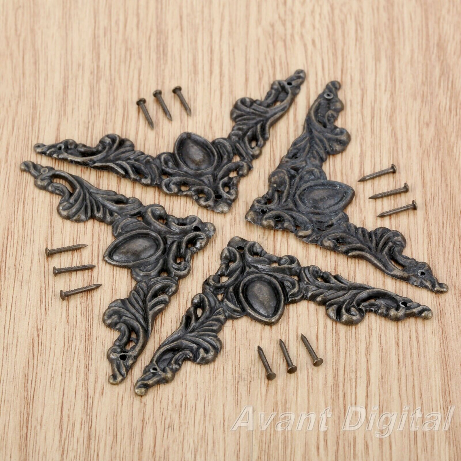 4Pcs 50mm Triangle Flower Embellishment Scrapbooking Retro Jewelry Box Protector