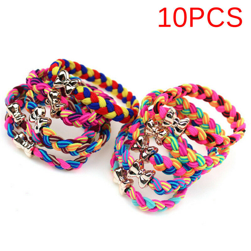 10X Bow Headwear Hair Ties Rope Hairband Elastic Hair Bands Girls AccessoriesBFL