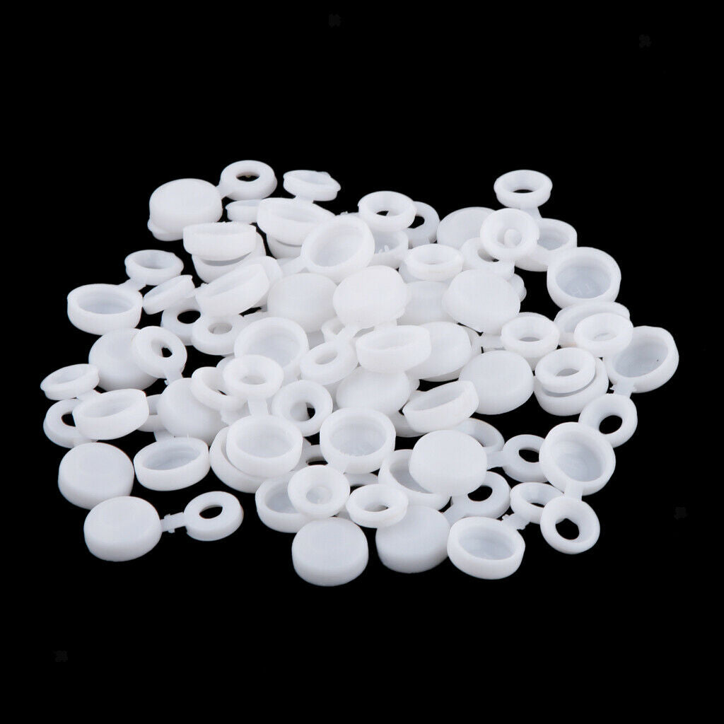 Pack Of 100 Polypropylene Hinged Screw Cover Caps Washers Flip Top