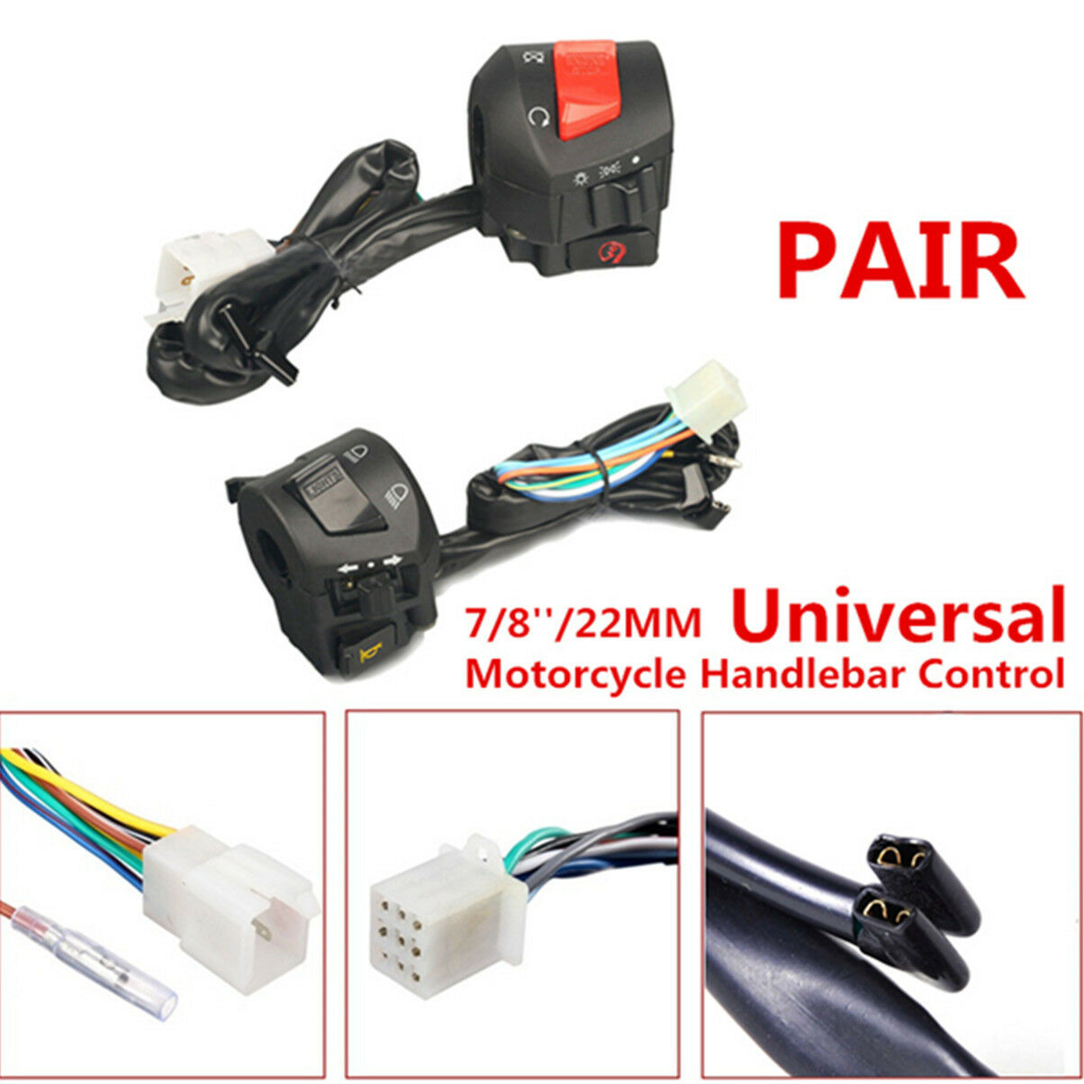 2pcs Universal 7/8'' Motorcycle Handlebar Horn Turn Signal Light Control Switch