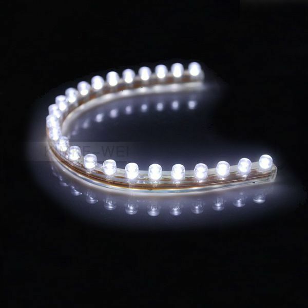 24cm 24 White LED Flexible Strip Light 12V Car Van Bike