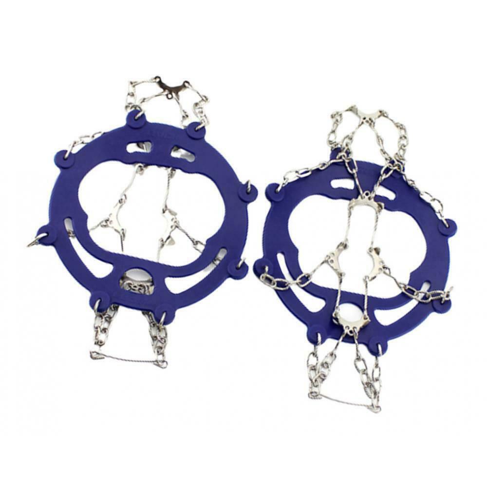 10 Teeth Ice Crampons Simple Traction Winter Ice Grips Footwear Chain Blue_L