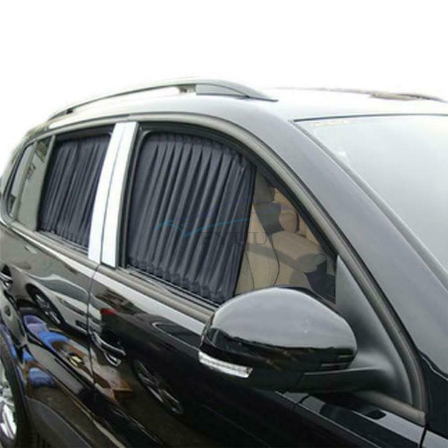 50cm×47cm Black Shrinkable Auto Rear Windshield Sun Side Window Curtains Set