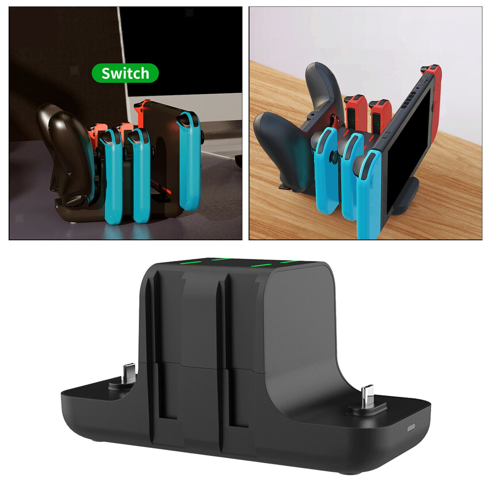 For Nintendo Controller Charger Dock Stand with 6 Ports 4pcs Handles Slide