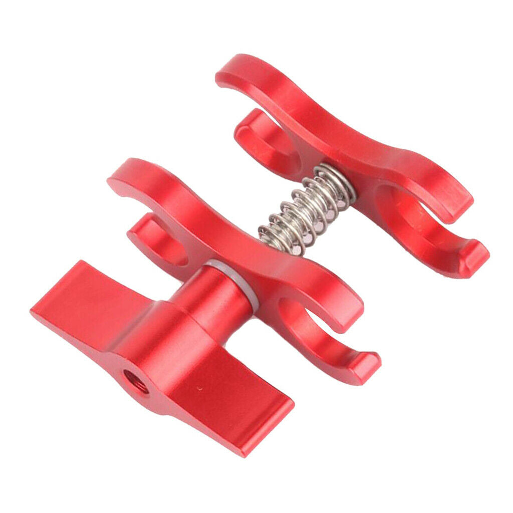 Aluminum Alloy Double Holes Diving Butterfly Ball Clamp Light Arm Clip Red