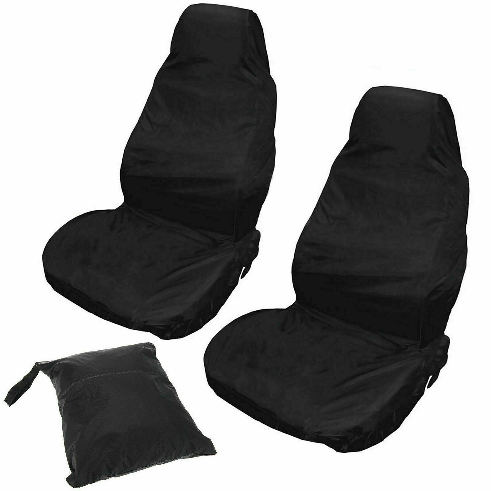 2X Universal Front Car/Van Seat Covers Protectors Black Waterproof Heavy Duty US
