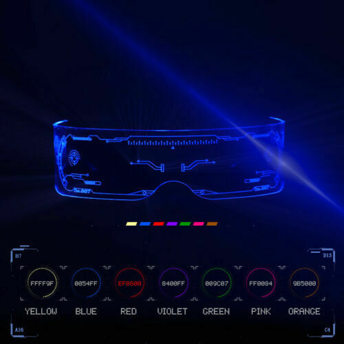 Colorful Clear Lenses 7 Color LED Light Visor Goggles Glasses 4 Halloween Party