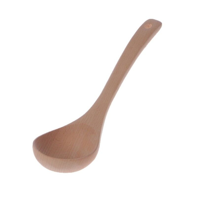 Natural Wooden Soup Rice Spoon Kitchen Utensil Scoop Ladle Tableware Catering