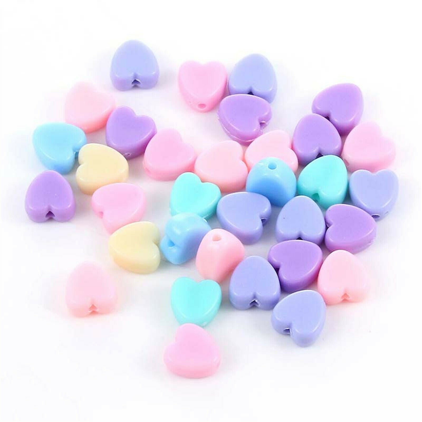 50pcs/lot Acrylic 9x8mm Mixed Heart Shaped Loose Bead Spacer Beads DIY Findings