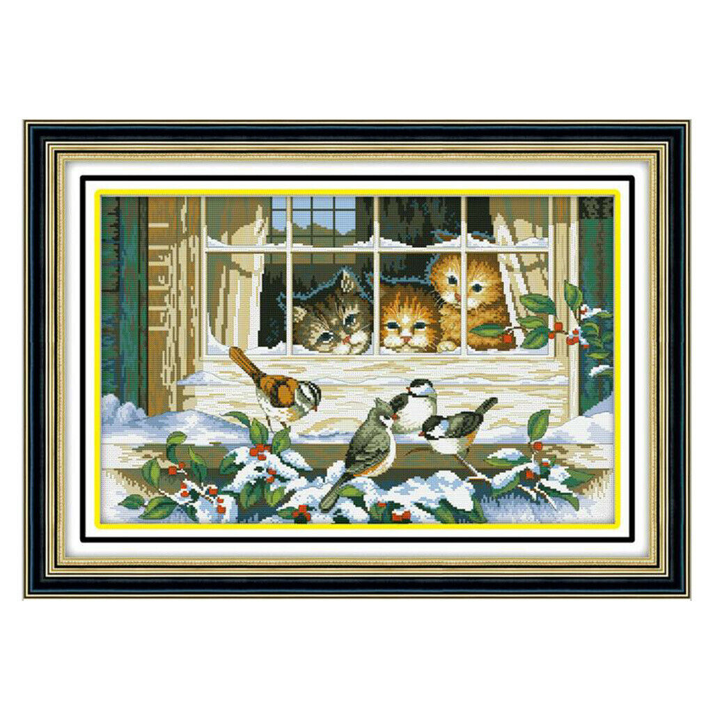 2 Set Kitten Pattern - Dimensions Craft Stamped Cross Stitch Kit Needlecraft