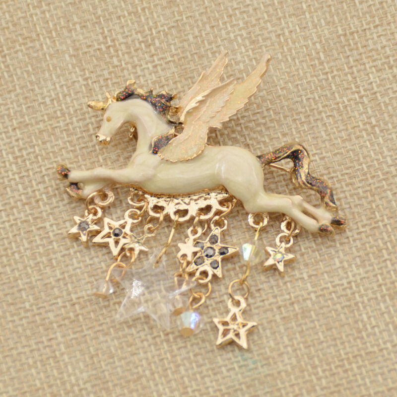 Pegasus Star Charm Breastpin Brooch Pin Tassel Alloy Party Women Jewellery Gift