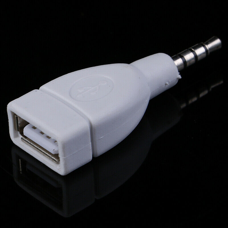 Converter Adapter USB 2.0 Female to 3.5mm Male AUX Audio Car Plug Jack white Gy